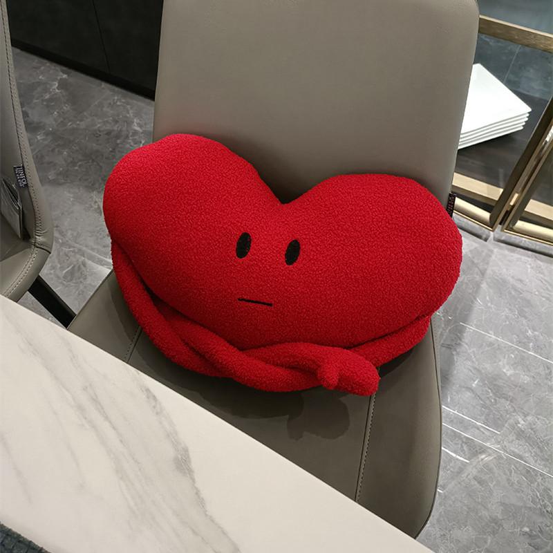 Ins Sofa Cute Red Heart-shaped Pillow Bedroom Headboard Living Room Niche Plush Wedding Cushion Heart-shaped Pillow Ornament