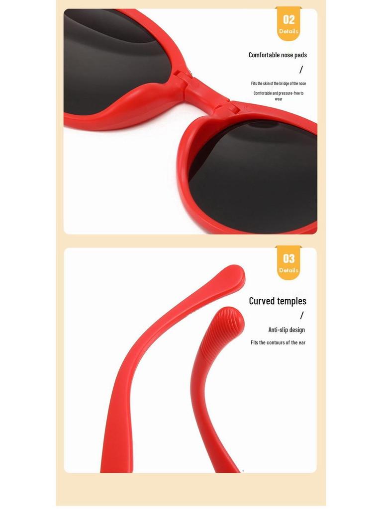 Faltbare polarisierte Sonnenbrille im koreanischen Stil für Kinder - Bequemes, rundes Gestell für Jungen und Mädchen