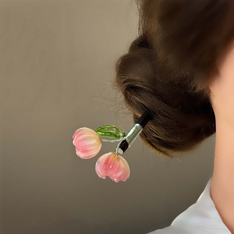 New Chinese Style Flower Wooden Hair Sticks For Women Classic Petal Leaf Chopsticks Buns Hair Pins Hair Ornaments