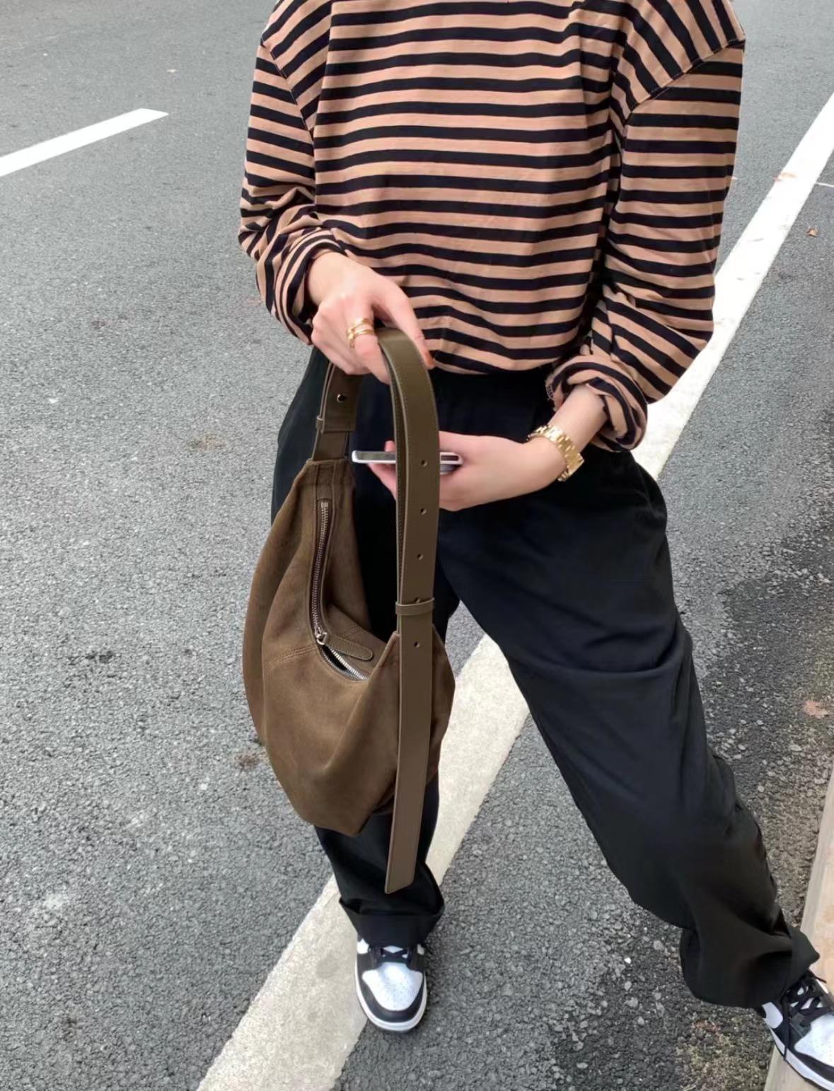 

NothingWritten Ретро натуральная кожа замша дамплинг сумка через плечо для женщин