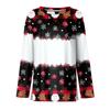 Women's Fashion Casual Slit Hem Round Neck Long Sleeve Loose Christmas Printed T-Shirt Ladies Top