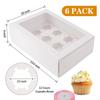 6 Pieces 12 Hole Food Grade Cupcake Box with Window And Inserts for Pastries, Party Treats, Muffins