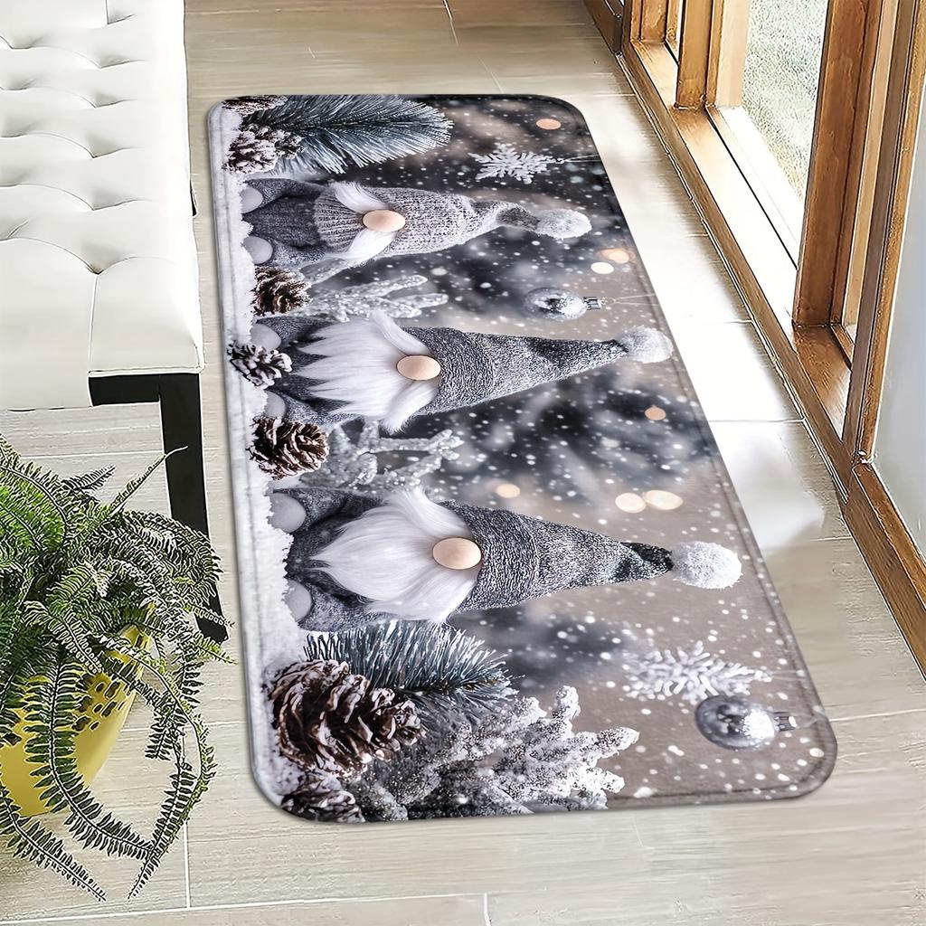 1Pcs Anti Fatigue Door Rugs, Christmas Dwarf Print Waterproof Non-Slip Thick Cushioned Door Mat Heavy Duty Comfort Standing Mat for Door