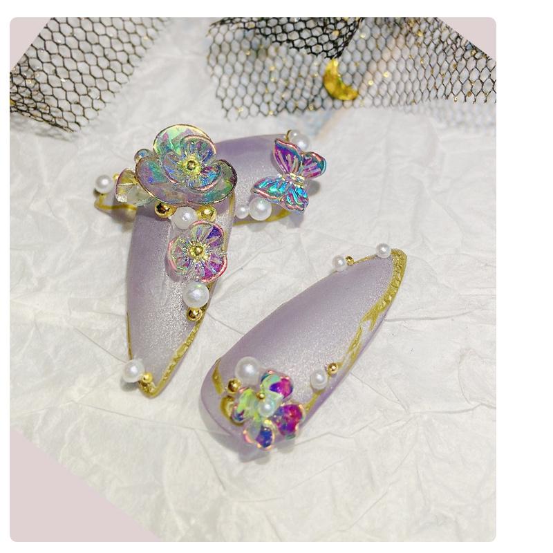 Colorful AB Crystal Flower Butterfly Nail Art Decorations Mix Metal Rivets Pearls Holographic DIY Nails Rhinestones Accessories