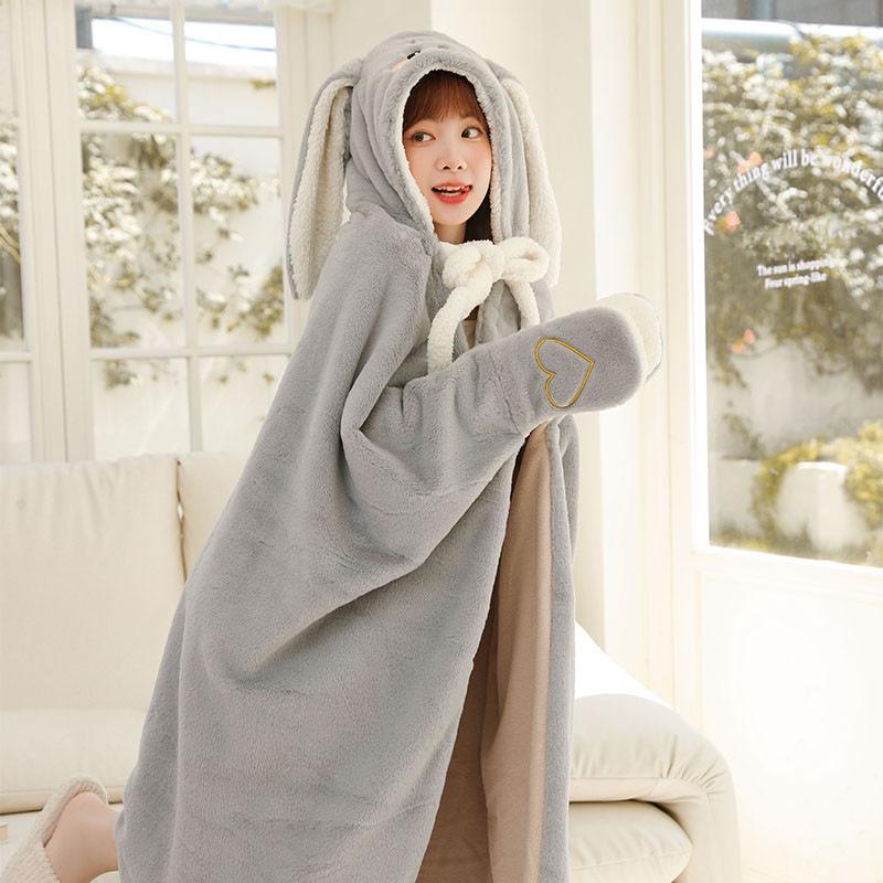 Cozy Rabbit Ear Shawl Cloak: Cute, Warm, and Thick for Autumn & Winter