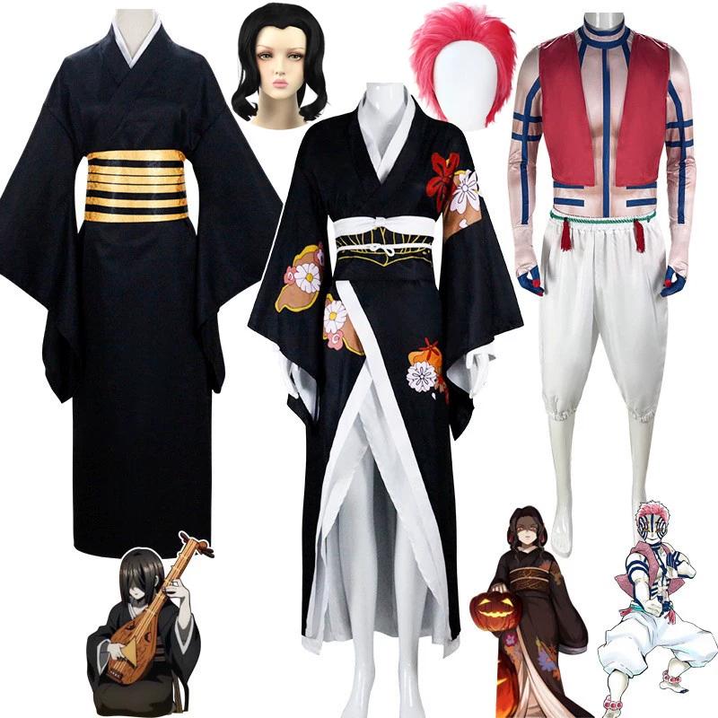 Kimetsu no Yaiba Mitsuri Kanroji Villaggio dei Fabbri Cosplay Yukata Costume con Parrucca
