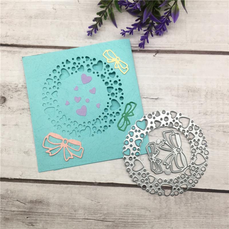 Circle Heart Bowknot Metal Cutting Dies Stencil Scrapbooking Photo Album Paper Embossing Craft DIY