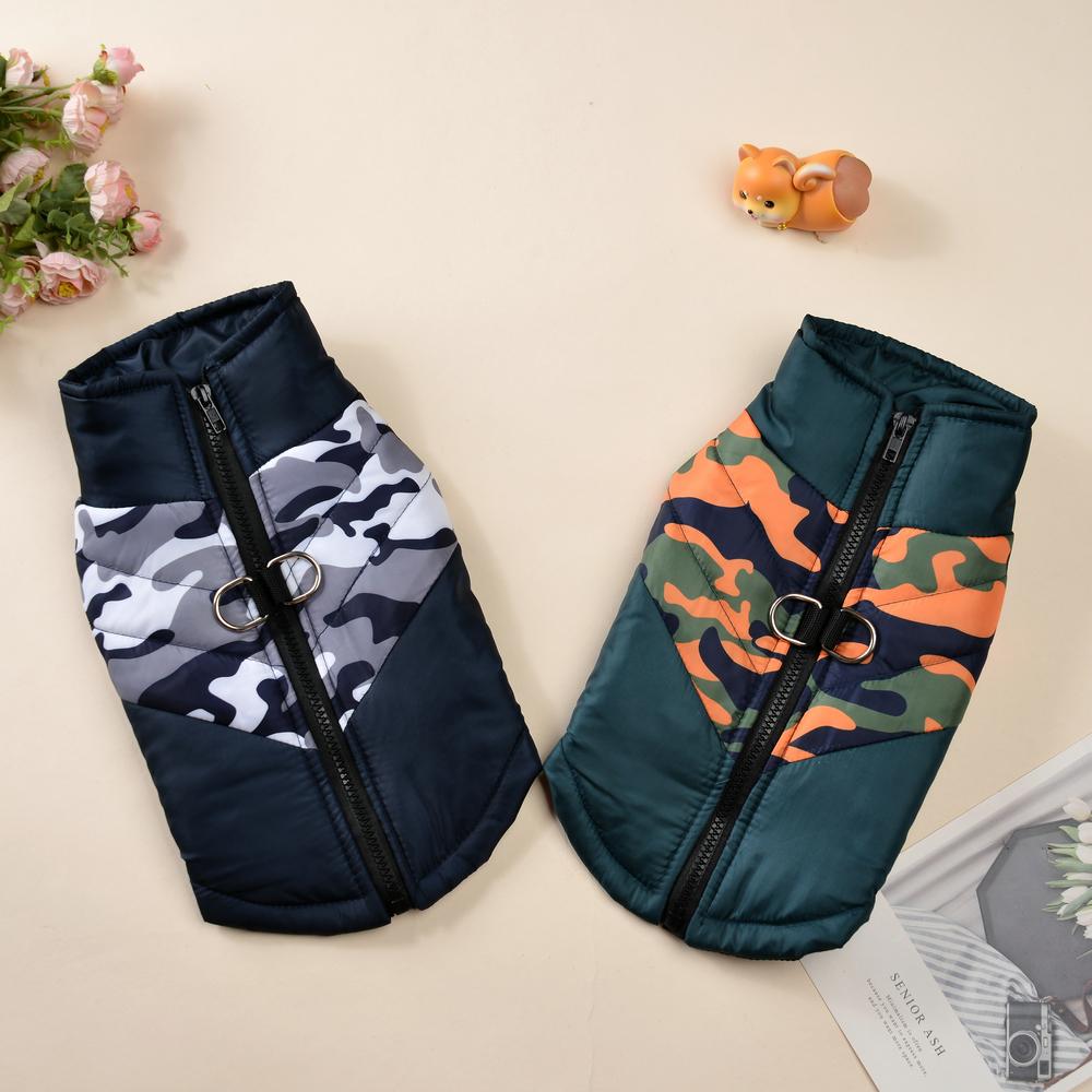 Winter Warm Dog Clothes For Small Medium Dogs Outdoor Windproof Waterproof With Zipper Camouflage Jacket French Bulldog Outfits