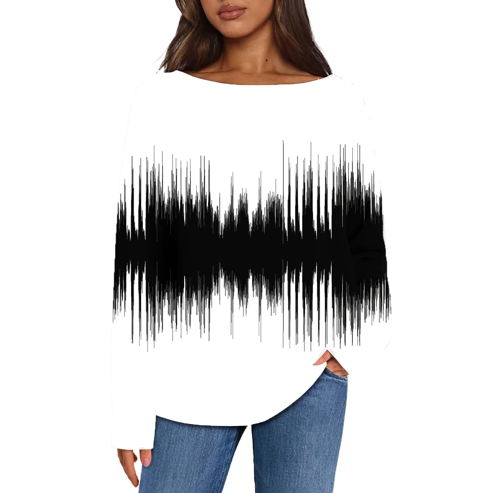 

Tops For Women Long Sleeve Pullover Drop Shoulder Boat-Neck Casual Shirts Top S чорний