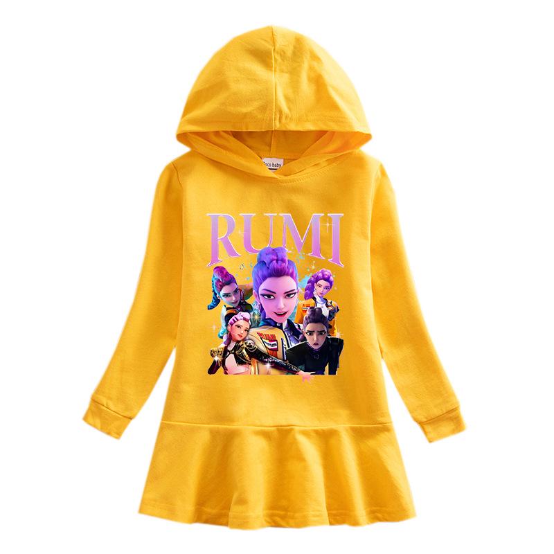Spring & Autumn K-pop Demon Hunter Girl Hooded Rainbow Princess Dress