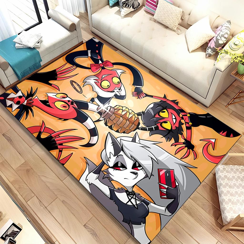Helluva Boss Blitzo felnőtt animációs rajzfilm szőnyeg, szőnyeg otthoni nappaliba, hálószoba kanapé lábtörlő dekoráció, csúszásmentes padlószőnyeg