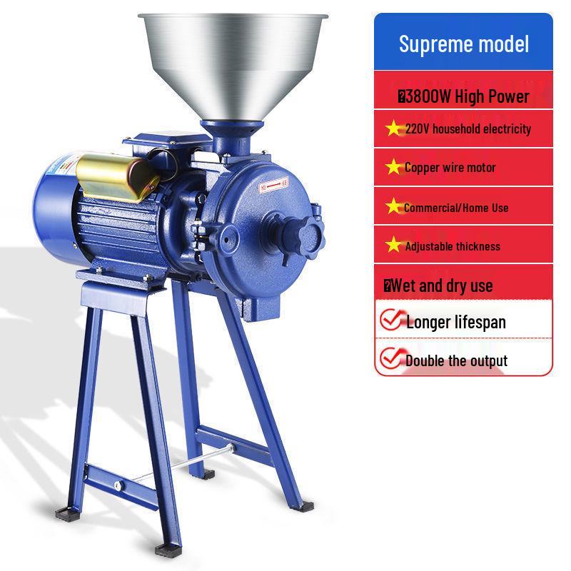 Superfine Household & Commercial Grain Grinder for Corn, Five Grains, and Miscellaneous Grains (Dry & Wet)