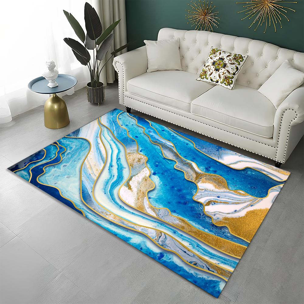 3D Χρώμα Υπέροχο Χρυσό Σκανδιναβικό Μάρμαρο Χαλί για Σπίτι Σαλόνι Υπνοδωμάτιο Καναπές Διακοσμητικό Πατάκι Πόρτας, Παιδικό Χαλί Αντιολισθητικό Πατάκι Δαπέδου
