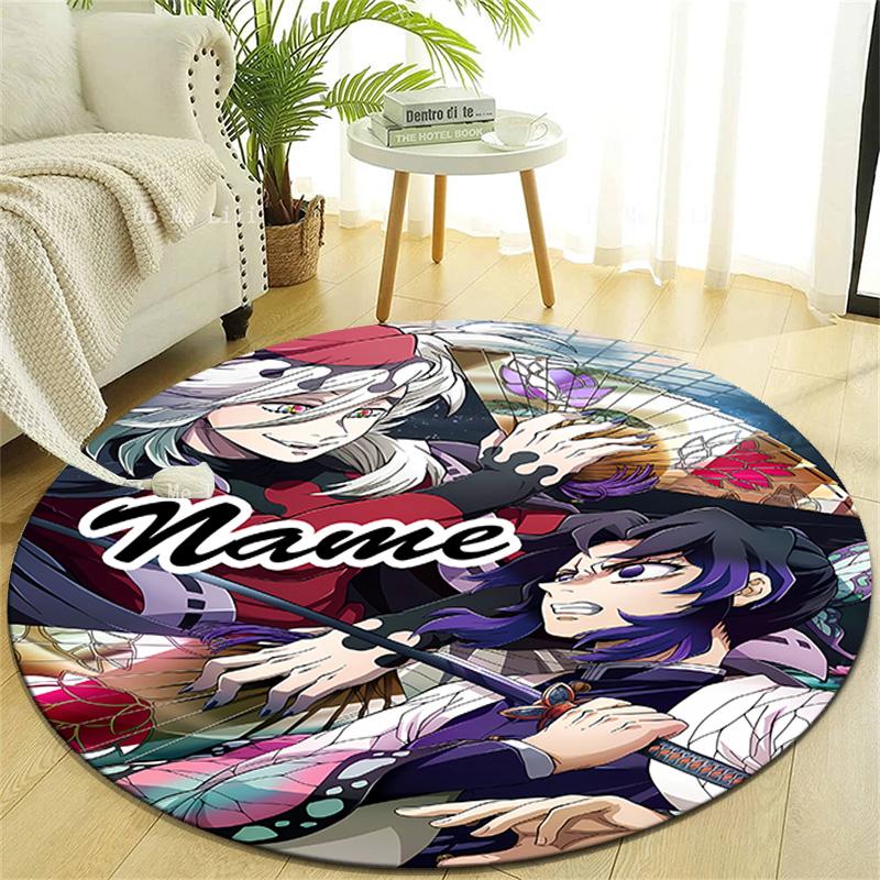 Personalized Demon Slayer Round Chair Office Rug - Perfect for Mat, Office Chair & More - Ideal Gift for Birthdays and Holidays