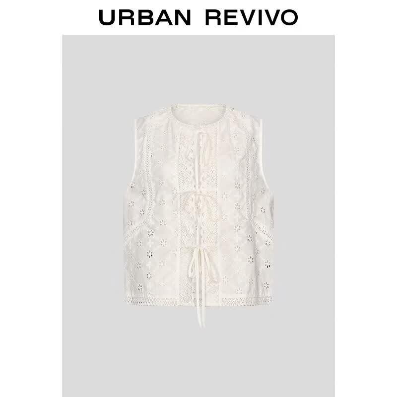 Women s Sleeveless Textured Hollow Tie-Waist Shirt XL