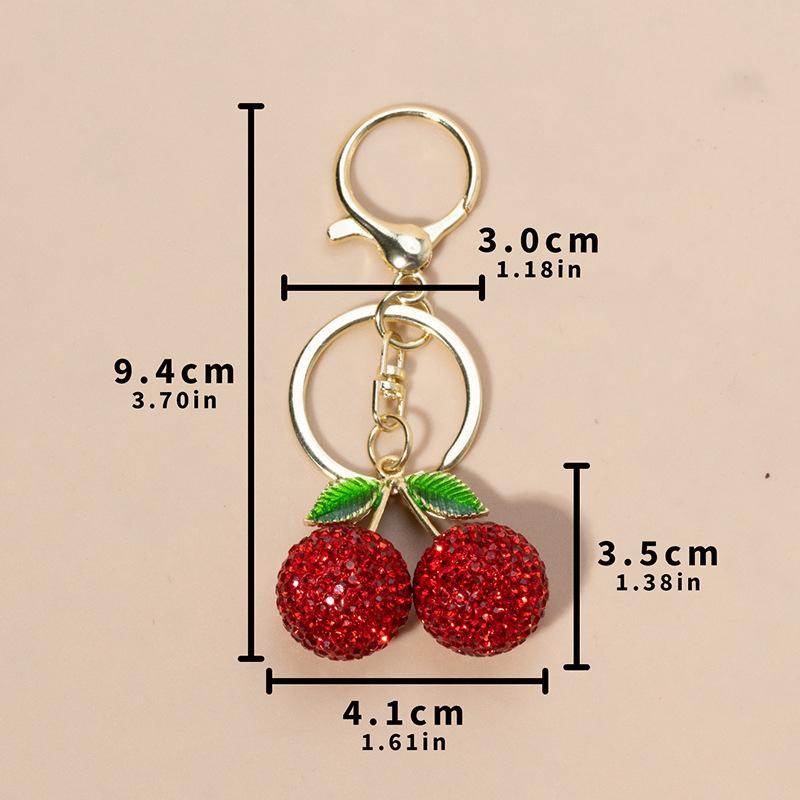 Portachiavi Ciliegia con Strass di Lusso Portachiavi Ciliegia Scintillante Creativo Raffinato Ciondolo per Borsa Fascino Personalizzato per Borsa Regali di Compleanno