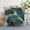 45x45cm Ginkgo Leaf Polyester Cushion Cover Black Gold  Lumbar Pillow  Living Room Chair Sofa Home Decor Gift