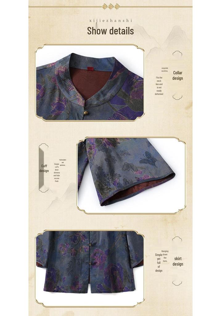 Grandma's Mulberry Silk Shirt - Chinese Style Summer Top for Elderly Ladies (70s-80s)