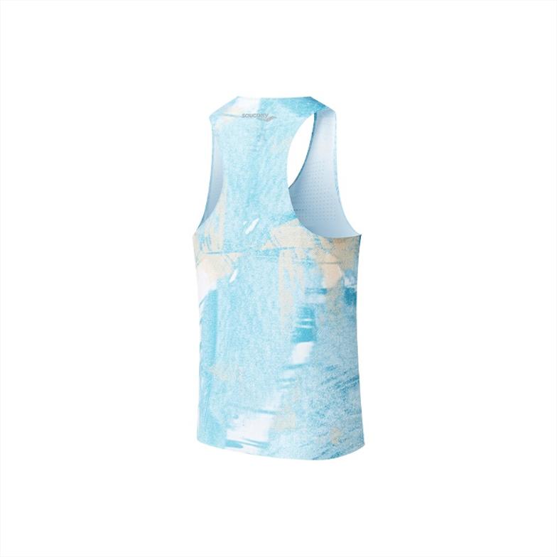 Saucony Running Series Tie-Dye Breathable Sports Tank Top Women Tops Blue-Moon SC1239095-1