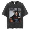 S Maglietta Lavata di Lana Del Rey Harajuku Uomo Donna Retro Manica Corta T-shirt alla Moda Cotone Oversize Streetwear