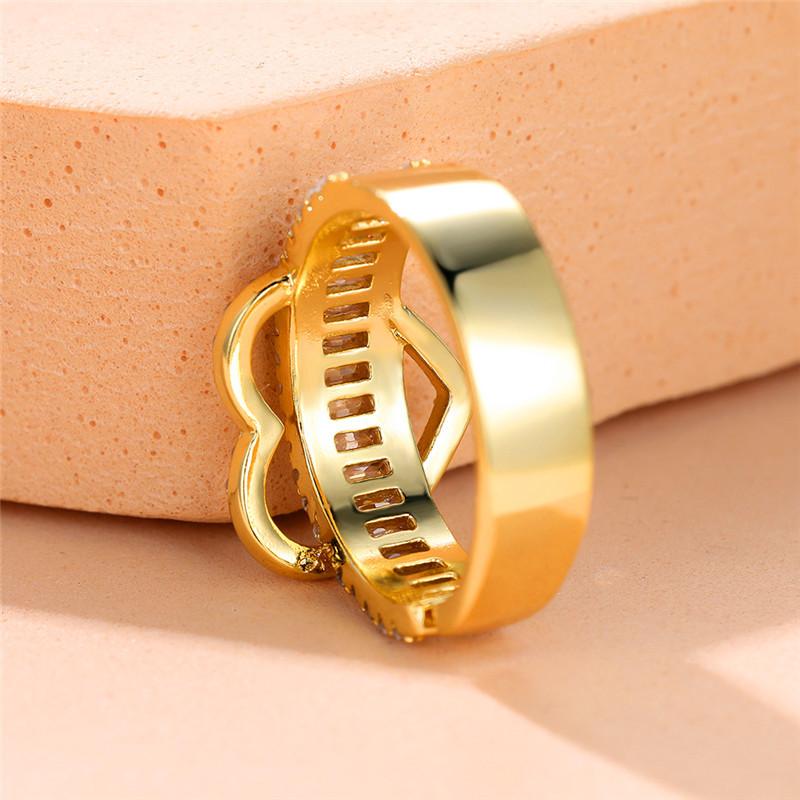 Luxury Female Small Heart Adjustable Open Ring Vintage Engagement Wedding Jewelry For Women