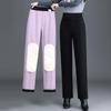 Women's Thickened Wool Denim High Waist Winter Pants - Plus Size Cashmere & Velvet Warm Cotton Elastic Pants