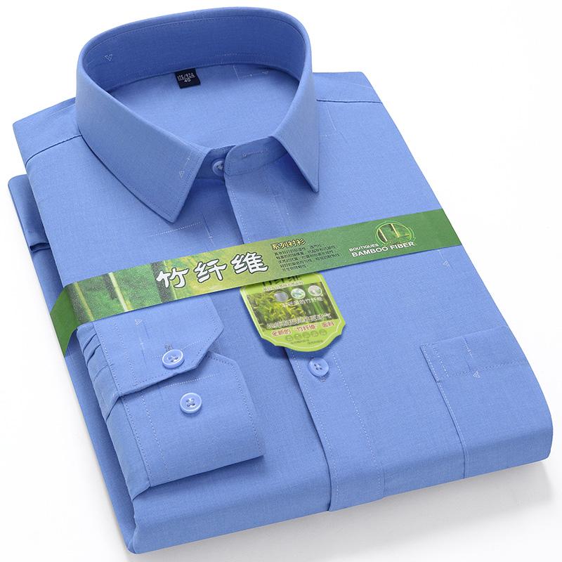 Luxury Men's Bamboo Fiber Shirts Long Sleeve Spring Fall Casual Stripe Plaid Printed Social Business Anti-Wrinkle Plus 7XL 6XL