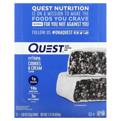 Hero Protein Riegel, Krispy Cookies & Cream, 12 Riegel, 1,83 oz (52 g) Jeder