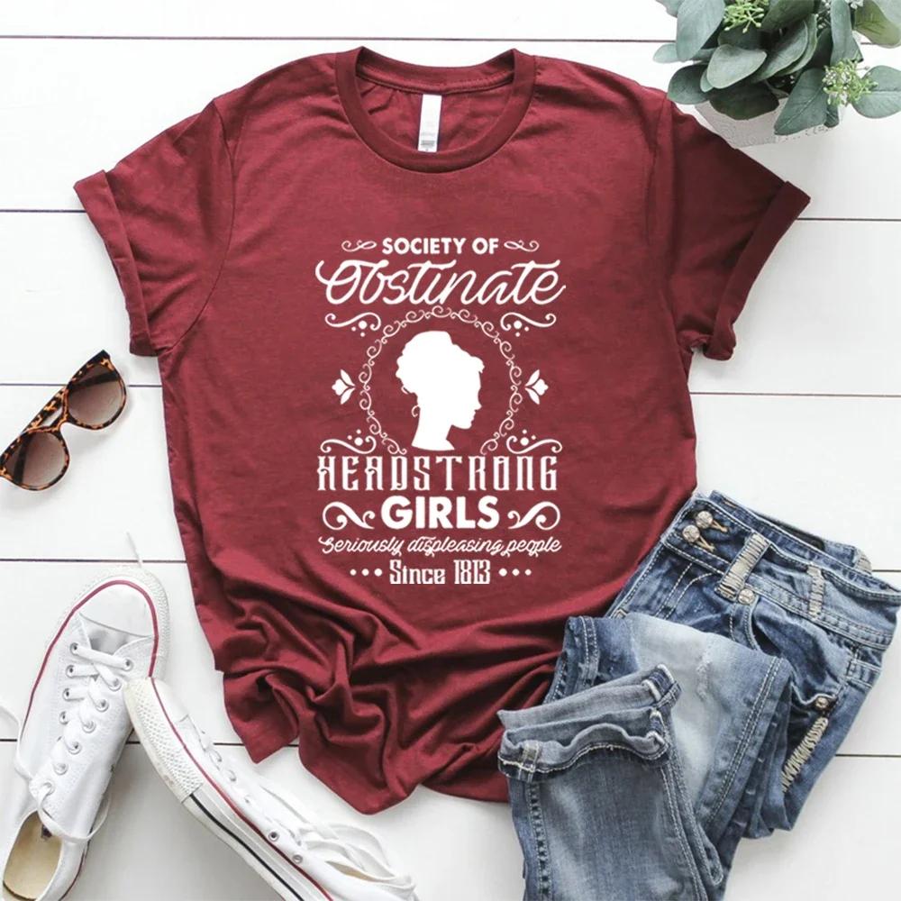 Spolek tvrdohlavých dívek Tričko Vtipné knižní tričko Tričko Jane Austenové Tričko Pýcha a předsudek Feministické tričko