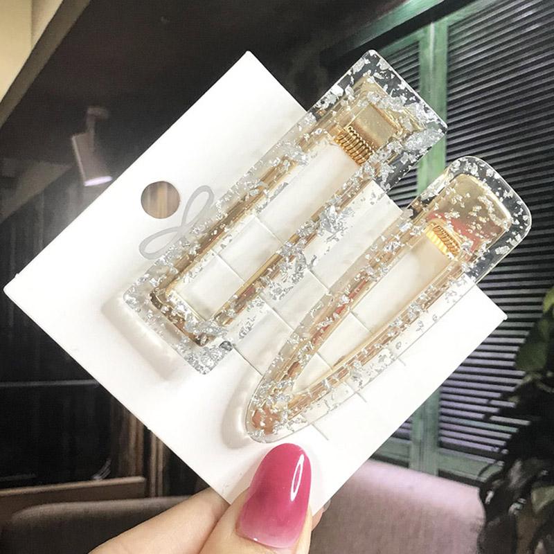 Fashion Hair Pins Side Clip Set Sweet Acrylic Waterdrop Hair Barrettes For Women Girls Korean Geometric Hair Accessories Jewelry