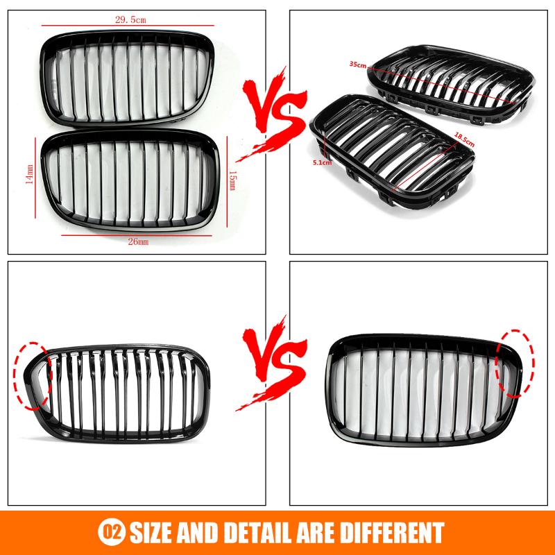 Gloss Black Front Bumper Kidney Grille Double Slat Racing Grill For BMW 1 Series F20 F21 2011-2014 120i 118i Car Accessories