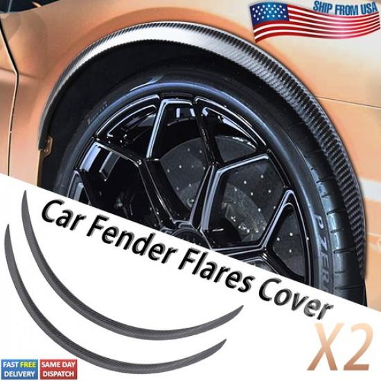 

2PC Carbon Fiber Car Wheel Eyebrow Arch Trim Lips Strip Fender Flare Protector