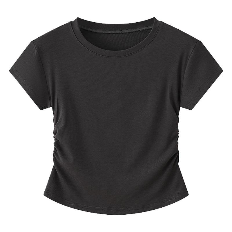 Short-sleeved t-shirt women's summer Korean version slim-fitting round neck inside fashionable hot girl looking thin and versatile