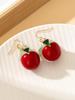 Japanese & Korean Cherry Earrings: Internet Trend, Exquisite Green Leaf Design, Cute Cartoon Resin Style for Students