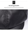 Men's Genuine Goatskin Leather Newsboy Cap - Autumn/Winter Outdoor Cold-Proof & Warm Fashion Beret