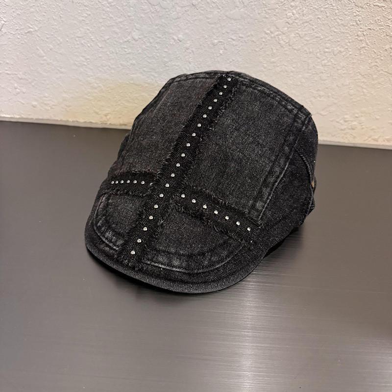 Retro Streetwear Punk Style Denim Baseball Cap For Fall Winter Seasonal Wear