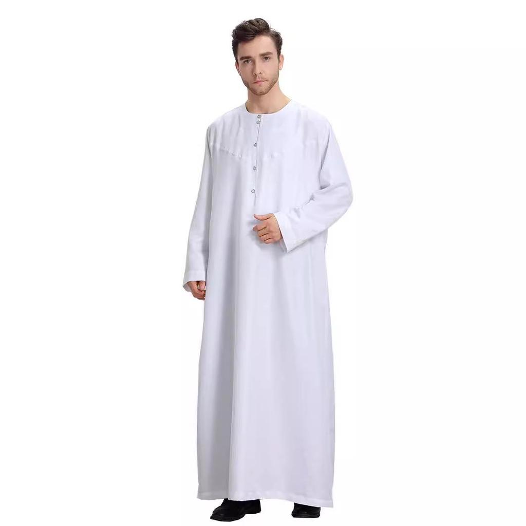 Middle East Men's Long-Sleeve Solid Color Robe TH808