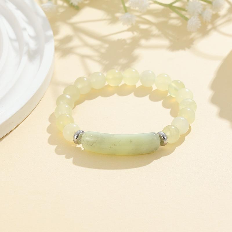 8mm Green Aventurine and Pink Crystal Handmade Bead Bracelet with Curved Tube Design