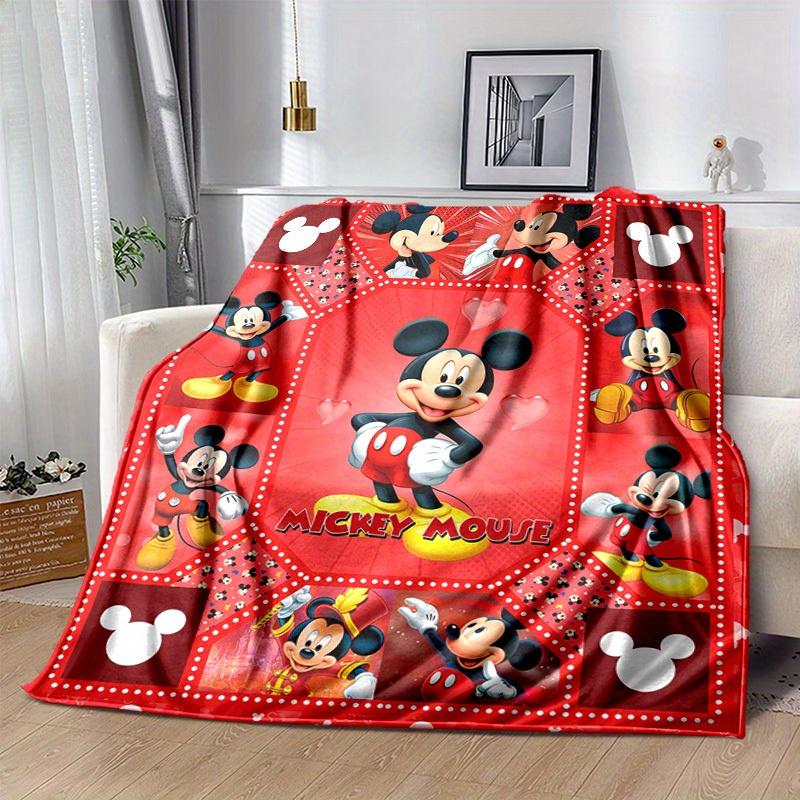 1pc. Mickey Mouse Cartoon Blanket, Home Decor Gift for All Seasons, Soft and Cozy Throw Blanket for friends, Perfect for Bed or Couch, Red Background