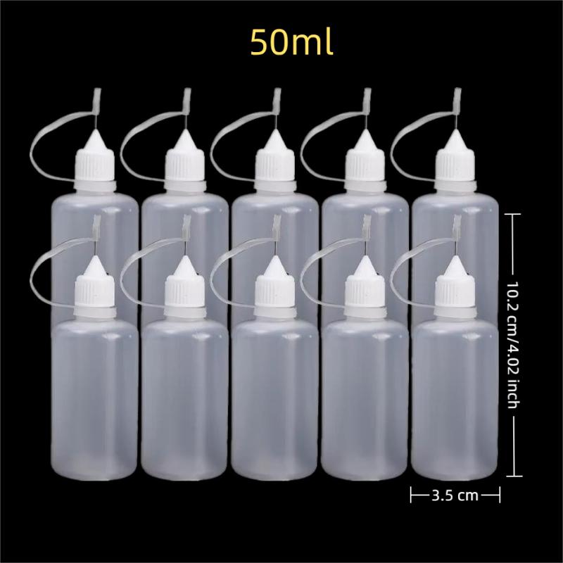 10/30/50Ml Plastic Squeezable Tip Applicator Bottle Refillable Dropper With Needle Tip Caps For Glue Pigment Oil Liquids Bottles
