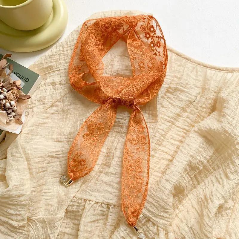 

Hollow Out Floral Hairband Hair Accessories Gifts Fashion Lace Green Hair Ribbon Bag Pendent Belt Long Thin Pendant for Women оранжевый