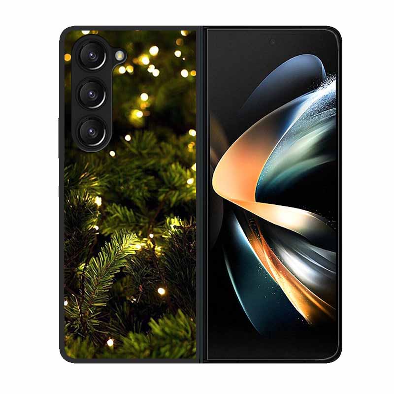 Christmas Case For Samsung Galaxy Z Fold 6 5 4 3 Cover Fold5 Fold4 Lovely Black Hard Plastic PC Cover For Galaxy Z Fold5 5G Case