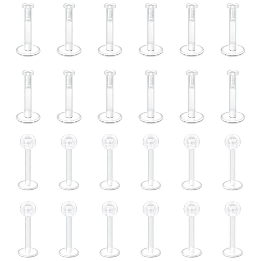 20 pezzi 16G Plastica Bioflex Anelli per Labbra Labret Barra di Mantenimento Lunghezza Clear Orecchini Forward Helix Trago Piercing Flessibile Monroe
