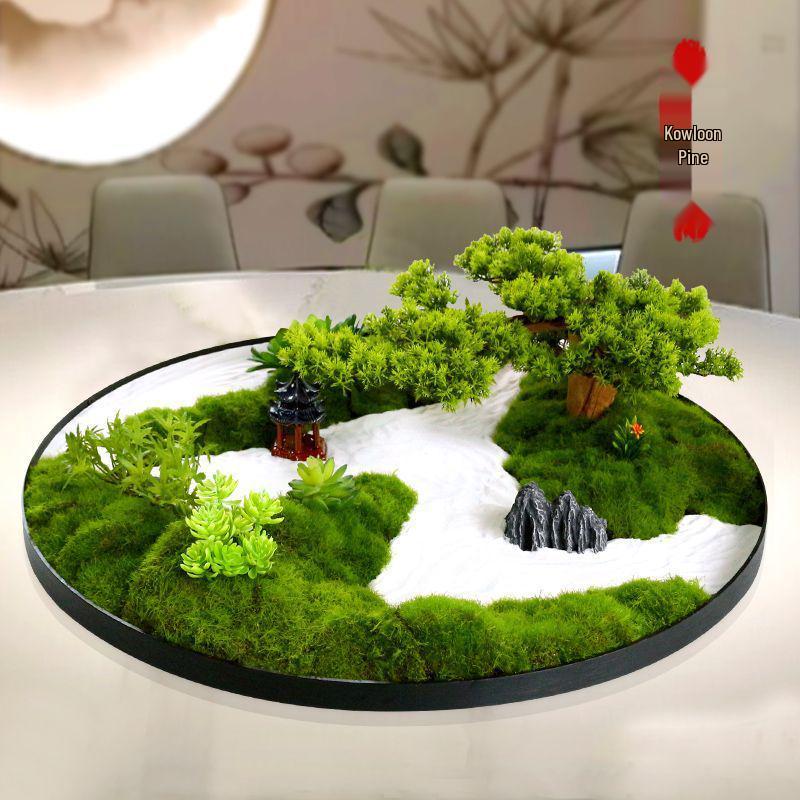 Best-Selling Moss Ornaments: Large Round Hotel Dining Table Centerpiece with Miniature Landscape Theme