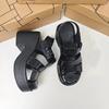 Women's Jelly Shoes Girls Hollow Toe High Heels Roman Sandals Ladies Non Slip Beach Shoes Sandals