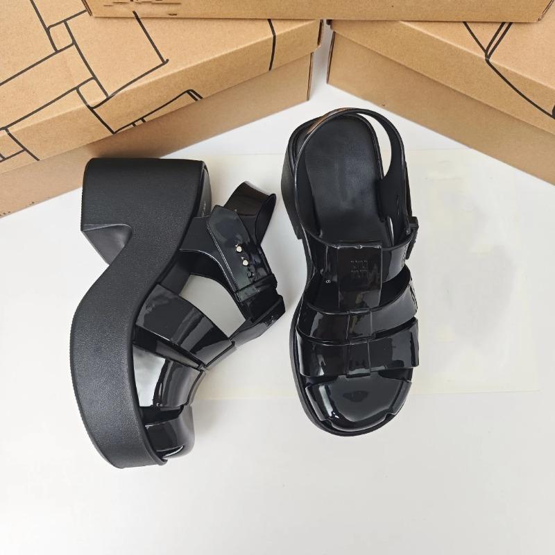 Women s Jelly Shoes Girls Hollow Toe High Heels Roman Sandals Ladies Non Slip Beach Shoes Sandals 36 чёрный