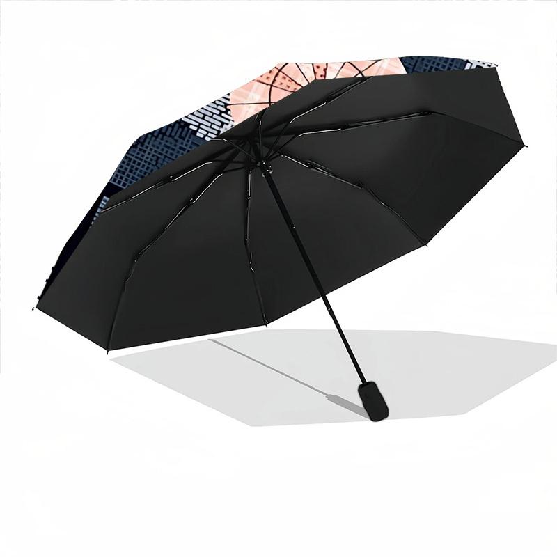 1pc Geometric Shapes Automatic Opening/Closing Folding Umbrella with 8 Ribs, Portable Sunshade Umbrella Birthday and Holidays Gifts Yy250105112