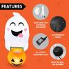 JOYFY 4.5 FT Cute Flying Ghost Halloween Inflatable with Pumpkin Candy Basket Broke for Home Window Decoration Yard