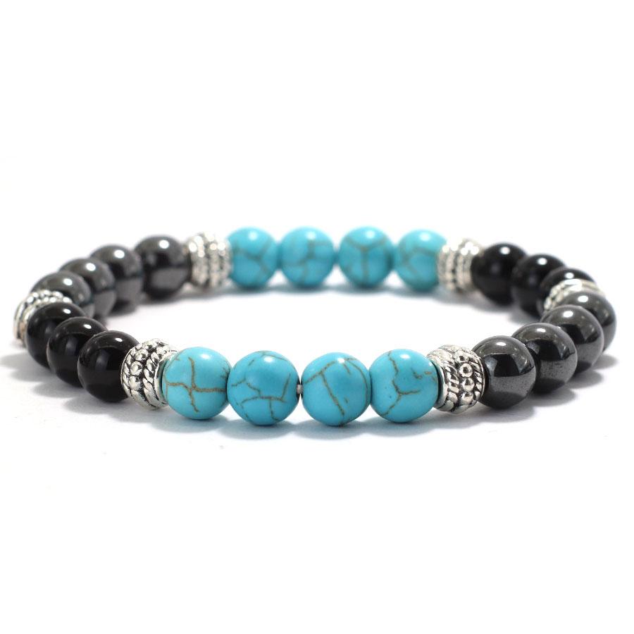 Simple Men Bracelet Natural Lava Tiger Eye Stone Hand Beaded Brass Braclet Casual Accessories Prayer Meditation Yoga Braslet