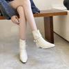 2025 Winter New Pointed Short Heel Thick Heel Temperament Thin French Fashion Sexy Beauty Female Internet Celebrity Short Boots
